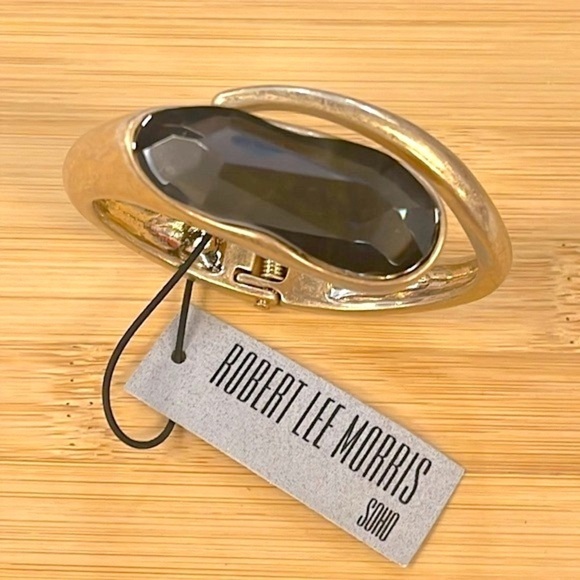 Brand New Robert Lee Morris Antique Gold Tone Large Stone Hinge Cuff Bracelet - Picture 13 of 13